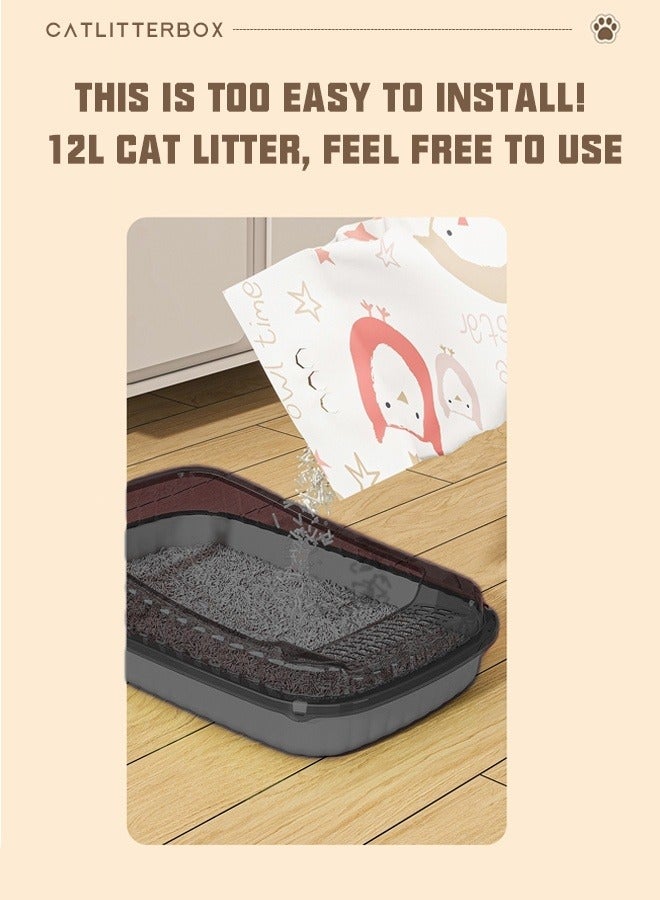 Cat Litter Box，Semi-Enclosed Sifting Litter Box Cat Litter Box, Small Cats, Universal Litter Boxes, Pet Supplies，A Litter Box That Can Hold 12l Of Cat Litter,Equipped With A Cat Litter Scoop And A Cat Shaped Hollow Pedal To Prevent Sand From Coming Out Of The Basin,Thickened Cat Litter Box For Kittens(Dark Gray) - Image 4